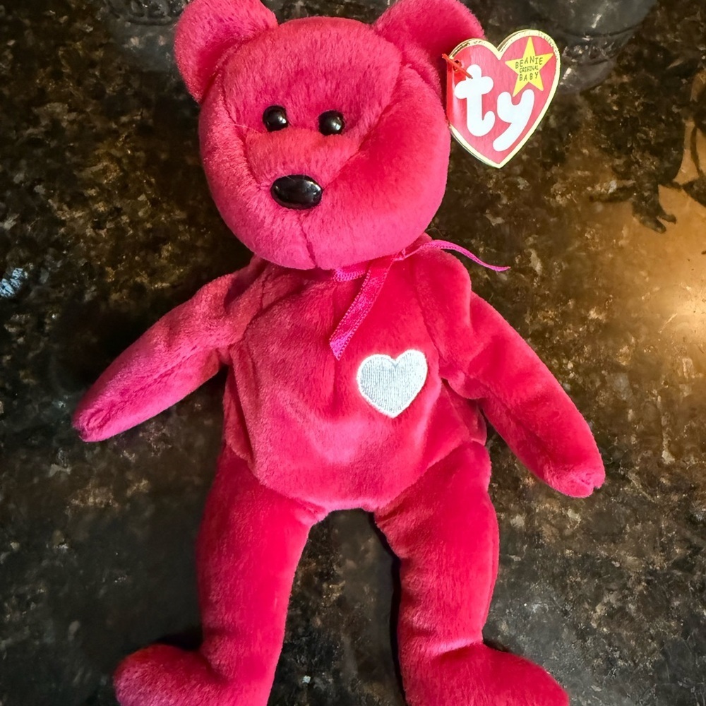 Valentina Original Beanie Baby 1998 Ty Red Bear with Heart Excellent Condition